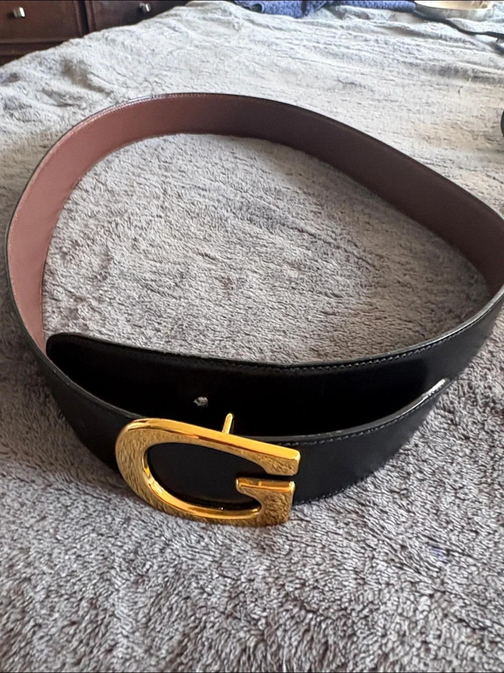 Gucci Black Leather Belt with Gold G Buckle